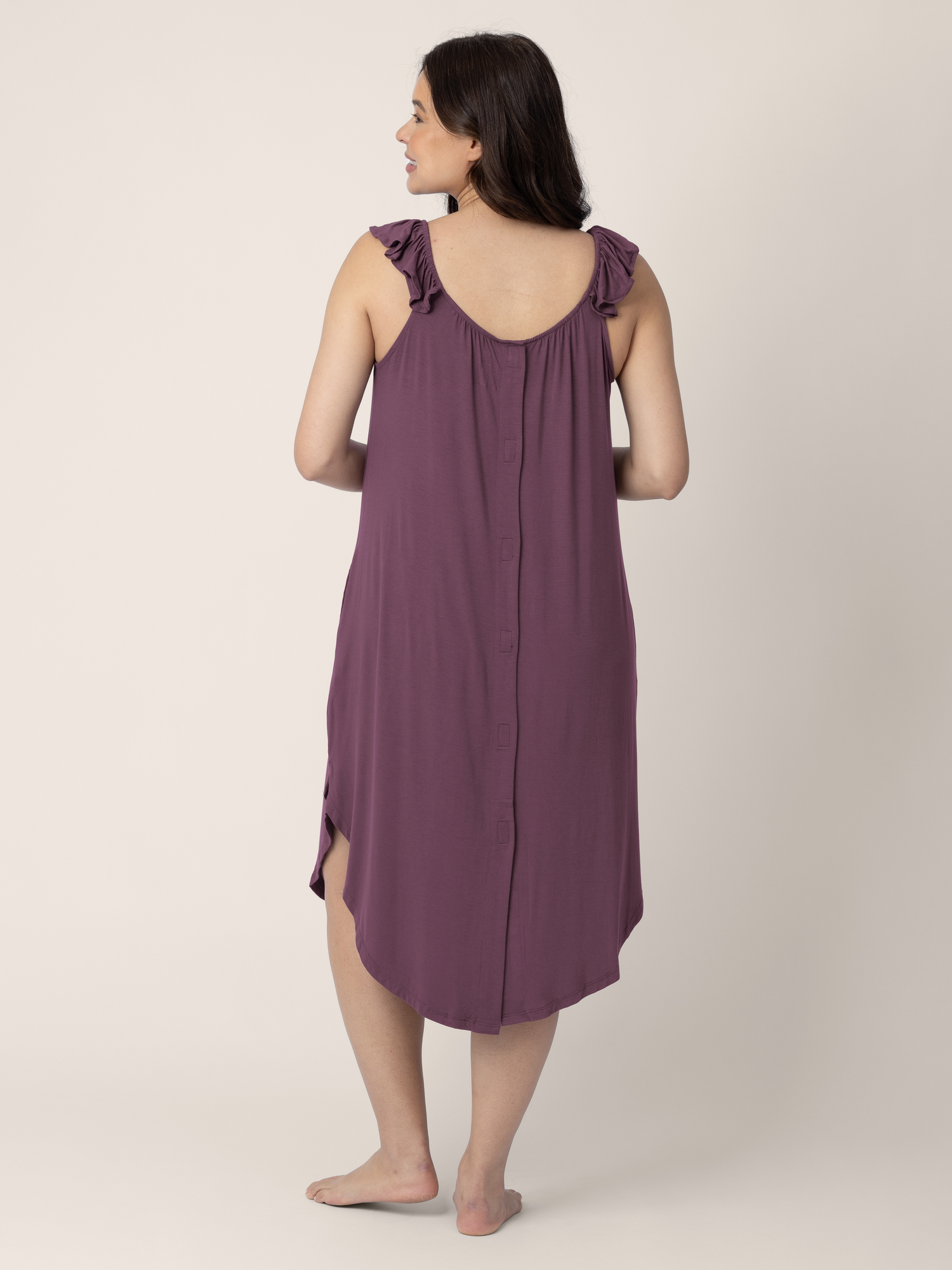 Ruffle Strap Labor & Delivery Gown | Burgundy Plum | Milk & Baby