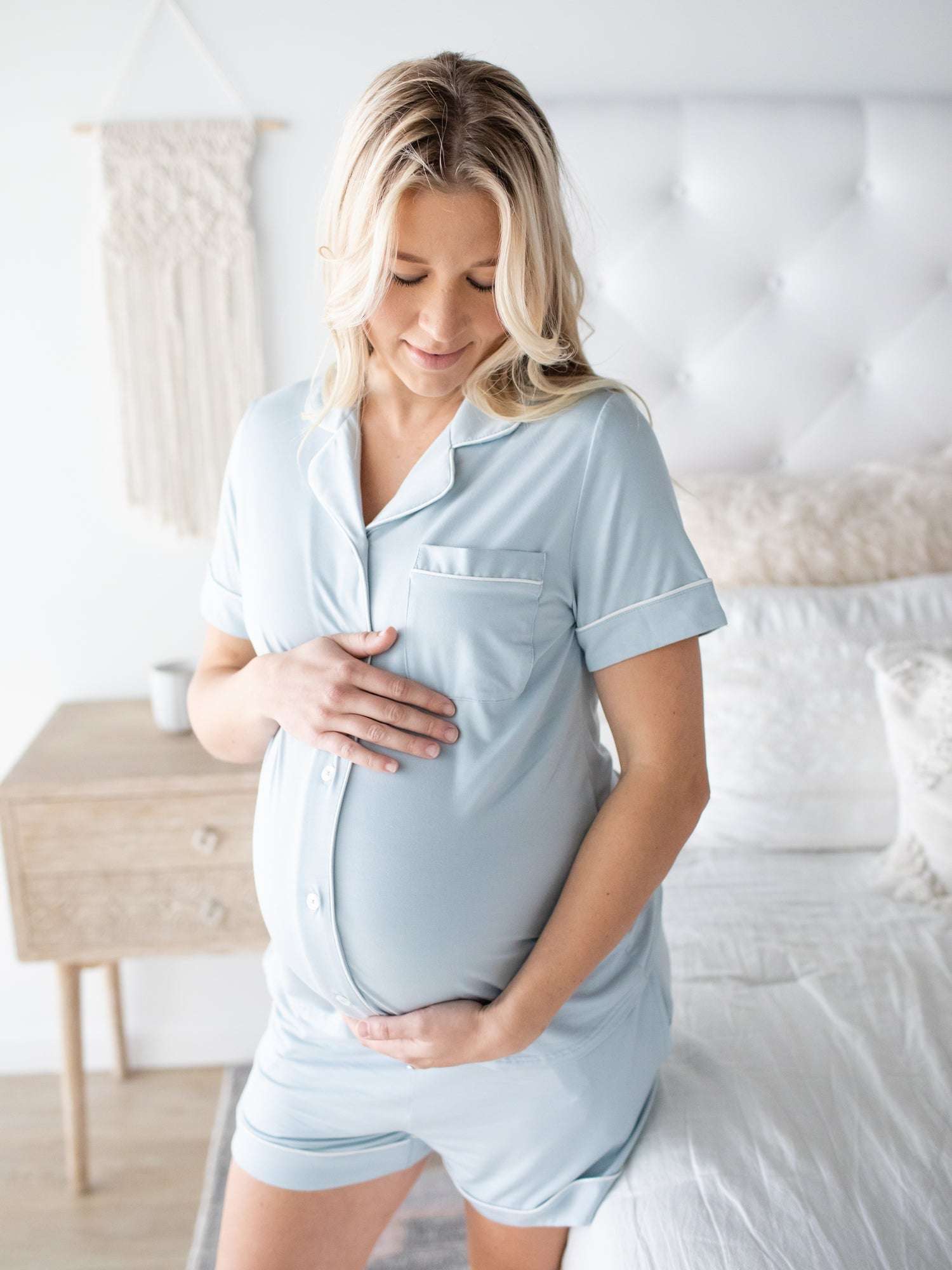 Clea Bamboo Short Sleeve Pajama Set | Mist | Milk & Baby