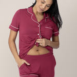 Clea Bamboo Short Sleeve Pajama Set | Deep Berry | Milk & Baby
