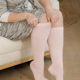 Premium Maternity Compression Socks (2-Pack) | Soft Pink & Grey Heather