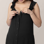 Ruffle Strap Labor & Delivery Gown | Black | Milk & Baby