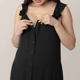 Ruffle Strap Labor & Delivery Gown | Black | Milk & Baby