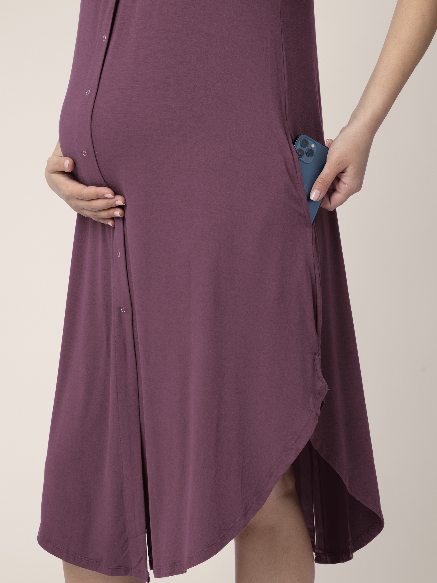 Ruffle Strap Labor & Delivery Gown | Burgundy Plum | Milk & Baby