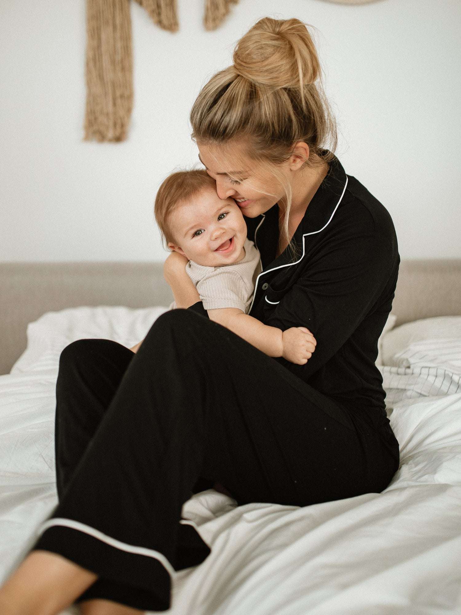 Clea Bamboo Long Sleeve Pajama Set | Black | Milk & Baby
