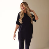 Blueberry Ribbed | Short Sleeve Bamboo Women's Lounge Set |