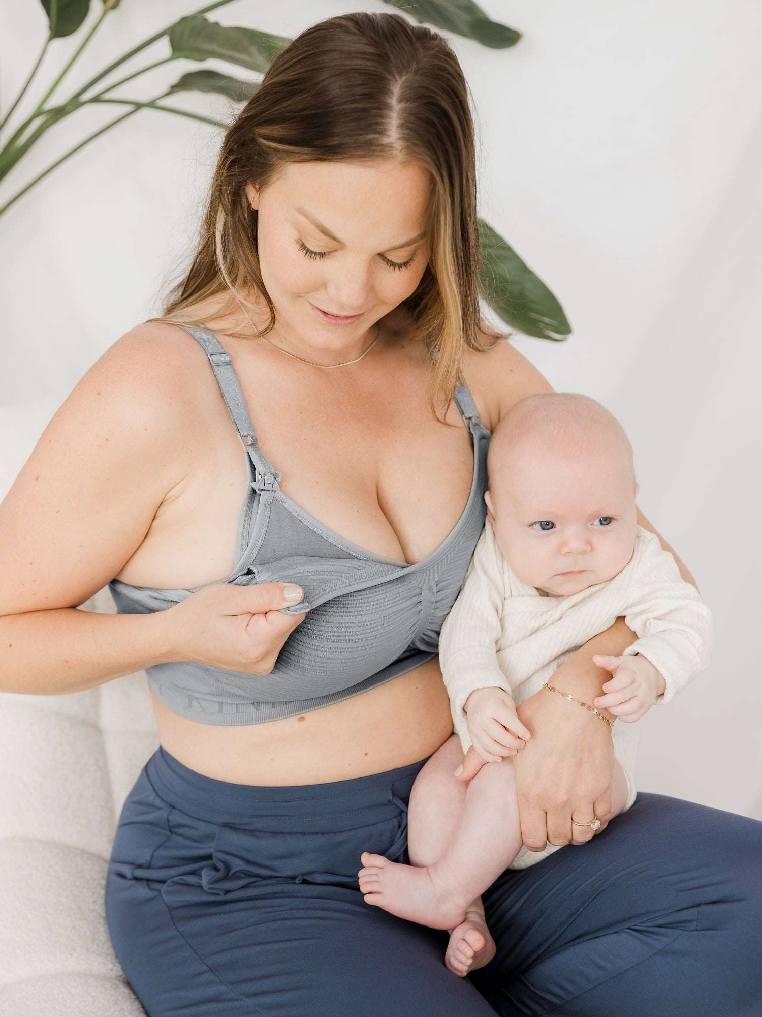 Sublime® Hands-Free Pumping & Nursing Bra | Grey | Milk & Baby