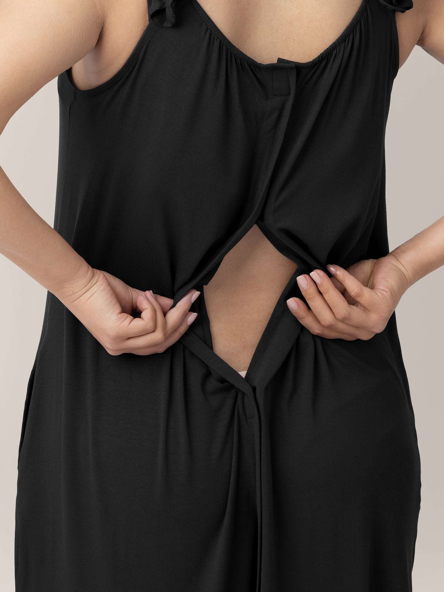Ruffle Strap Labor & Delivery Gown | Black | Milk & Baby