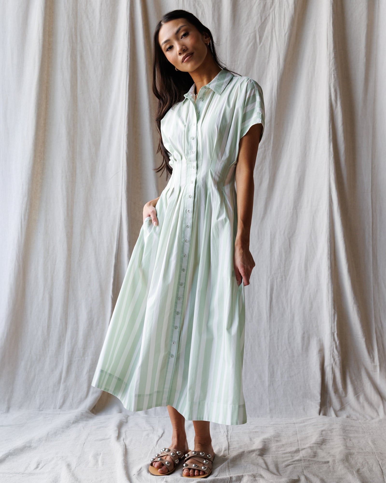 Pleated Shirtdress | Milk & Baby