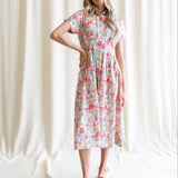 Pleated Shirtdress Bright Bouquet