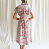 Pleated Shirtdress Bright Bouquet detail