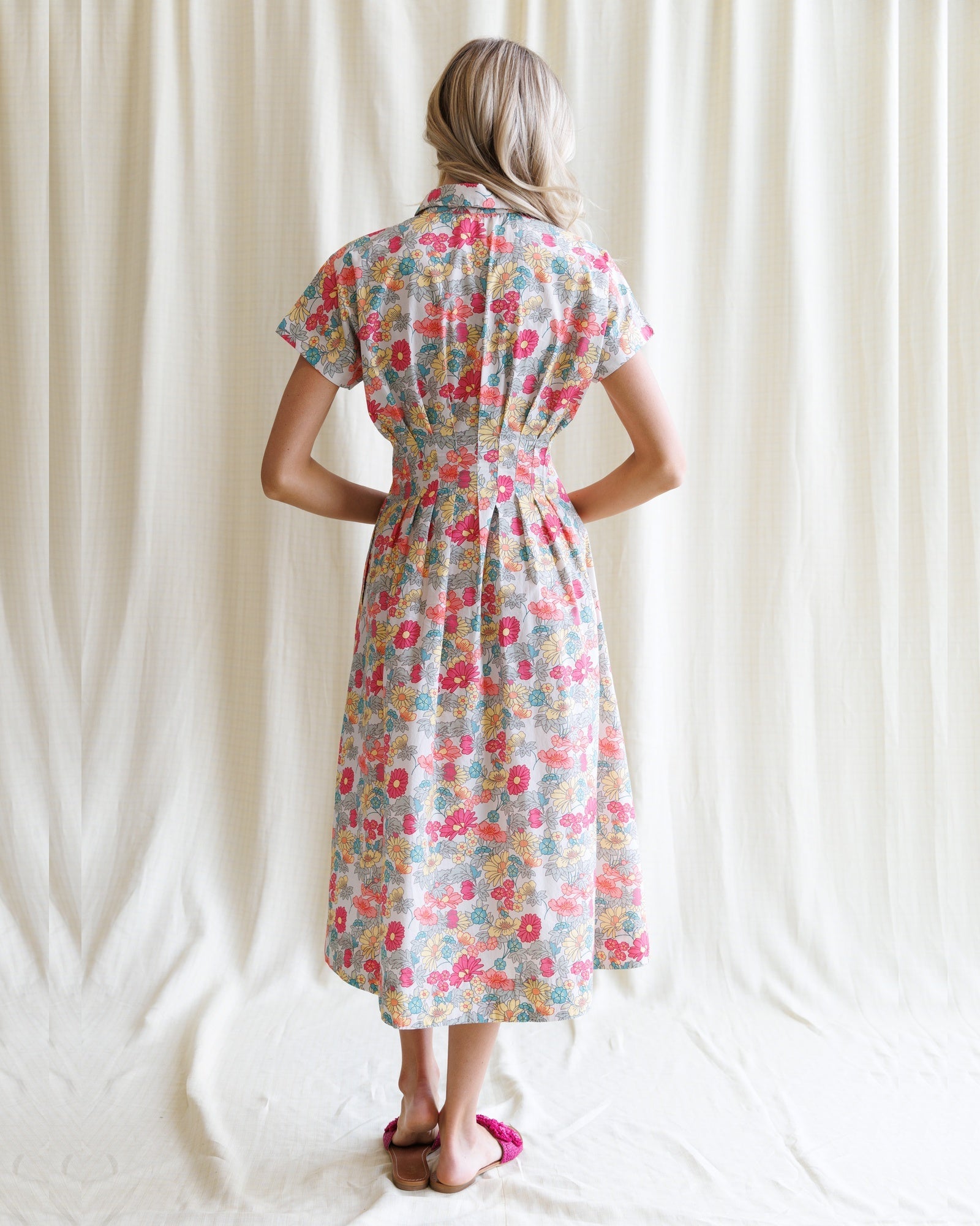 Pleated Shirtdress Bright Bouquet detail