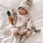 Luna + Luca Bunny Jacquard Romper Heather Beige