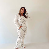 White & Black Lightning Bolt | Women's Long Sleeve Bamboo Pajama | Milk & Baby