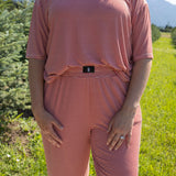 Peppermint Stripe Ribbed | Women's Boxy Tee Lounge Set