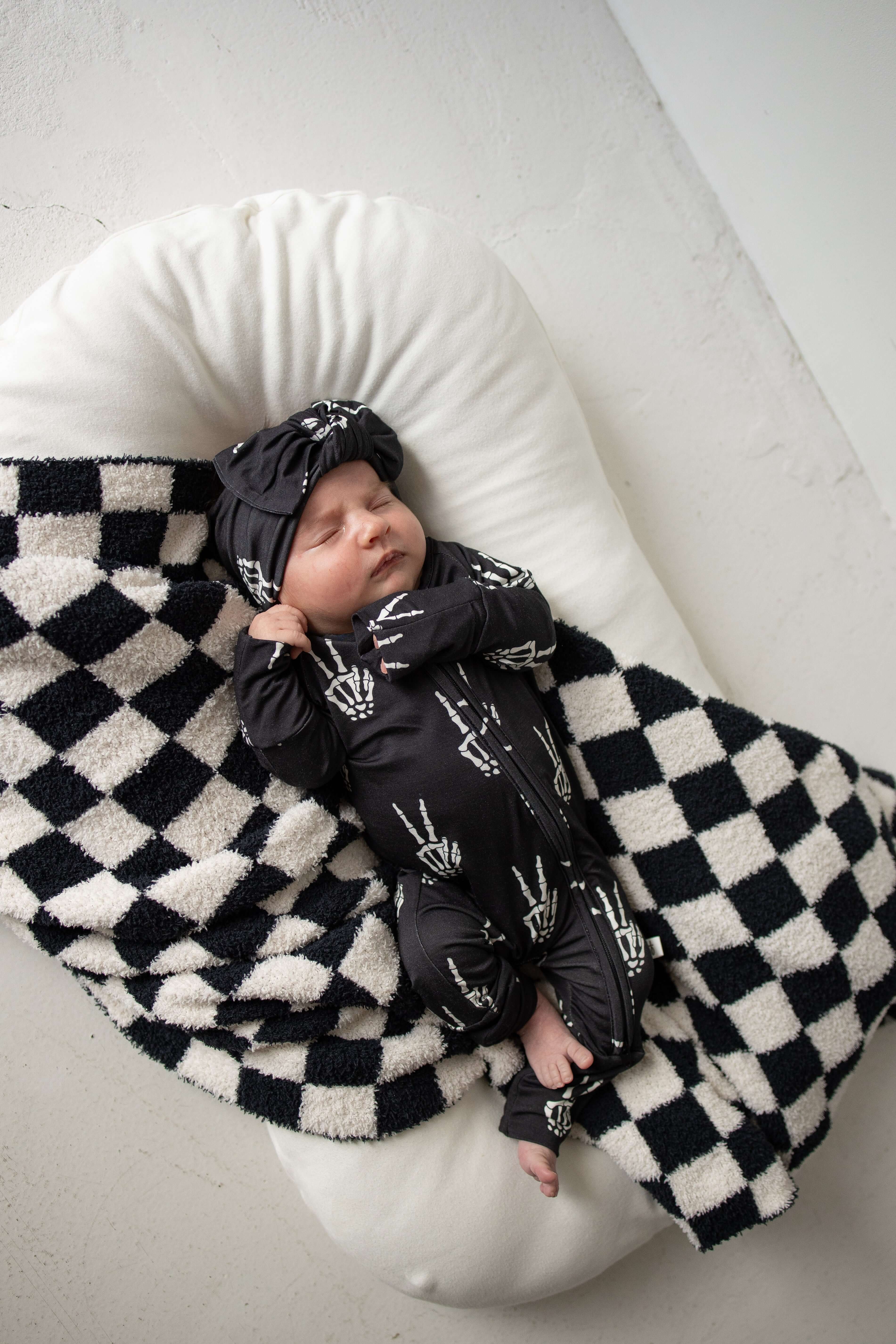 Midnight Skelly | Bamboo Head Wrap | Discover the Bamboo Head Wrap, crafted from silky-soft bamboo, perfect for babies and toddlers! Stylish and comfy for every occasion! | Milk & Baby