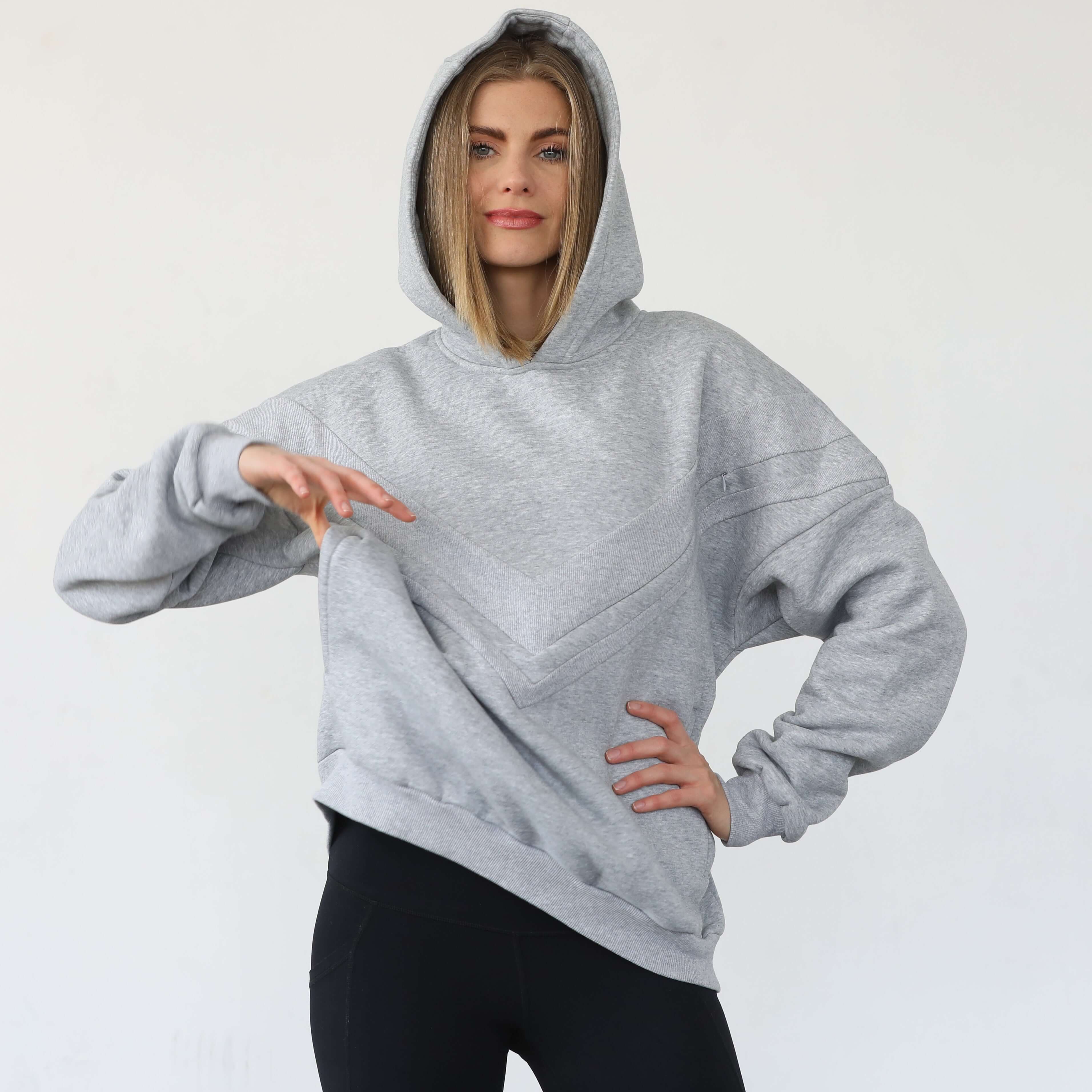 Isabella Ultra Soft Oversized Nursing & Pregnancy Hoodie (Heather Grey) | Milk & Baby