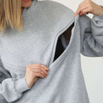 Isabella Ultra Soft Oversized Nursing & Pregnancy Hoodie (Heather Grey) | Milk & Baby