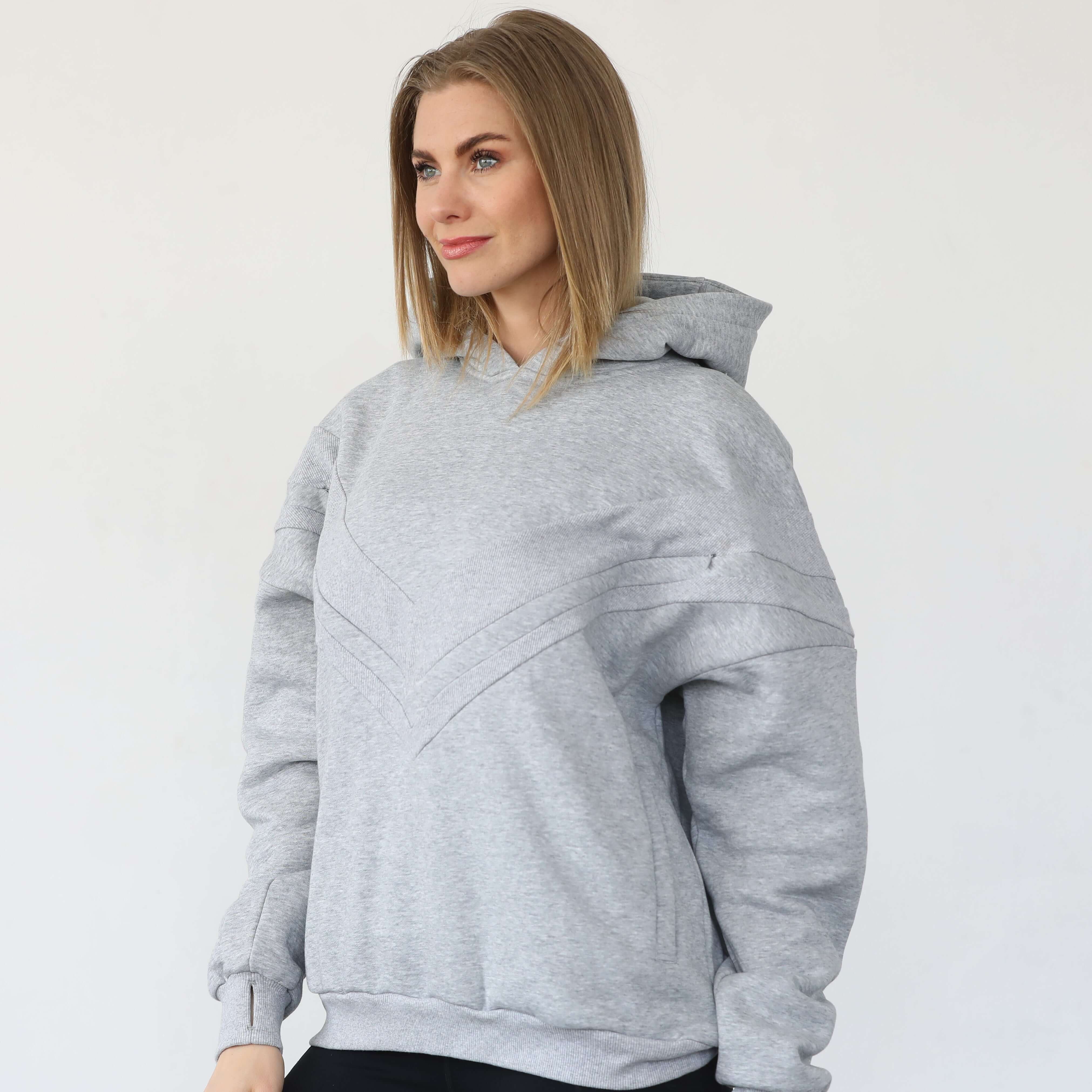 Isabella Ultra Soft Oversized Nursing & Pregnancy Hoodie (Heather Grey) | Milk & Baby