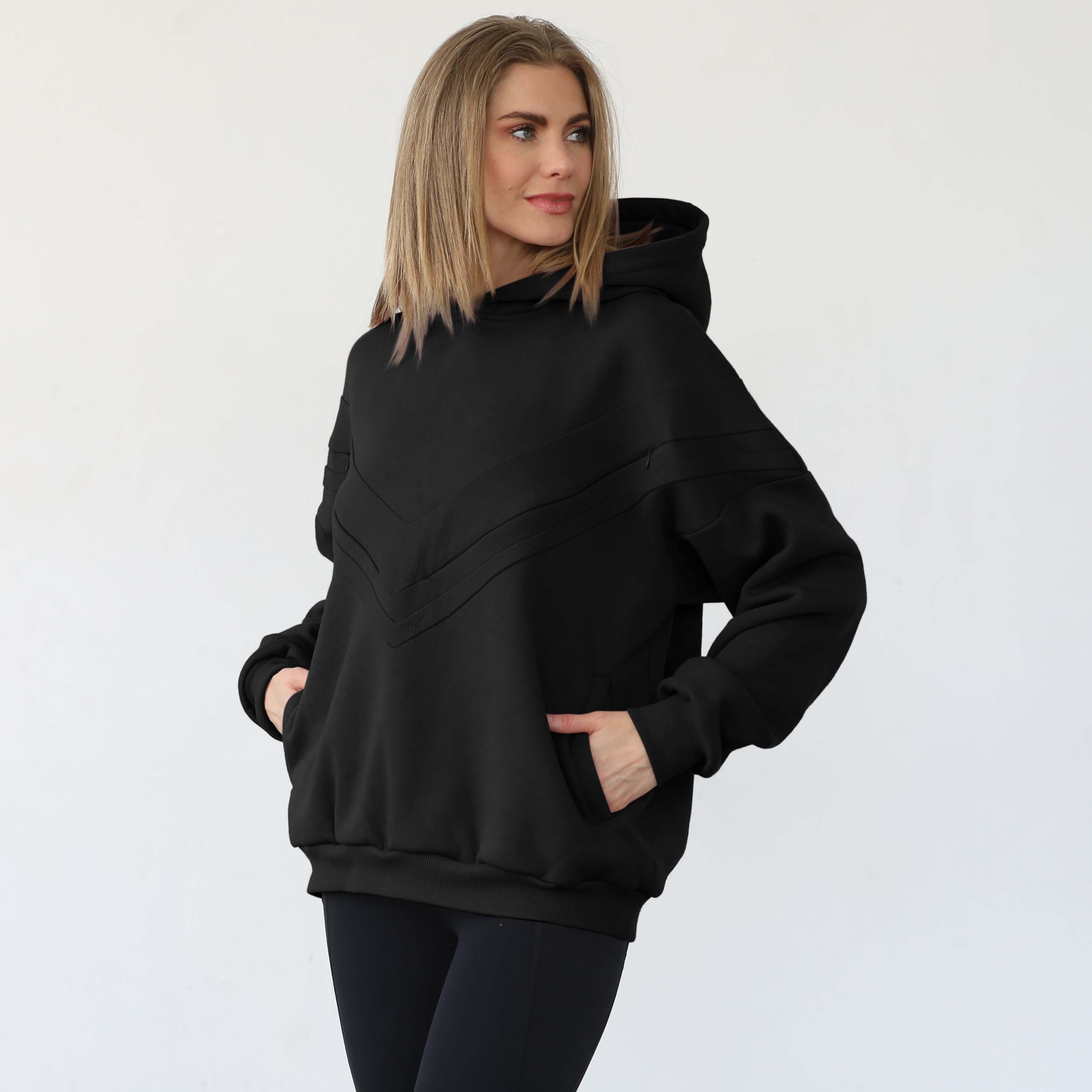 Isabella Ultra Soft Oversized Nursing & Pregnancy Hoodie (Noir) | Milk & Baby