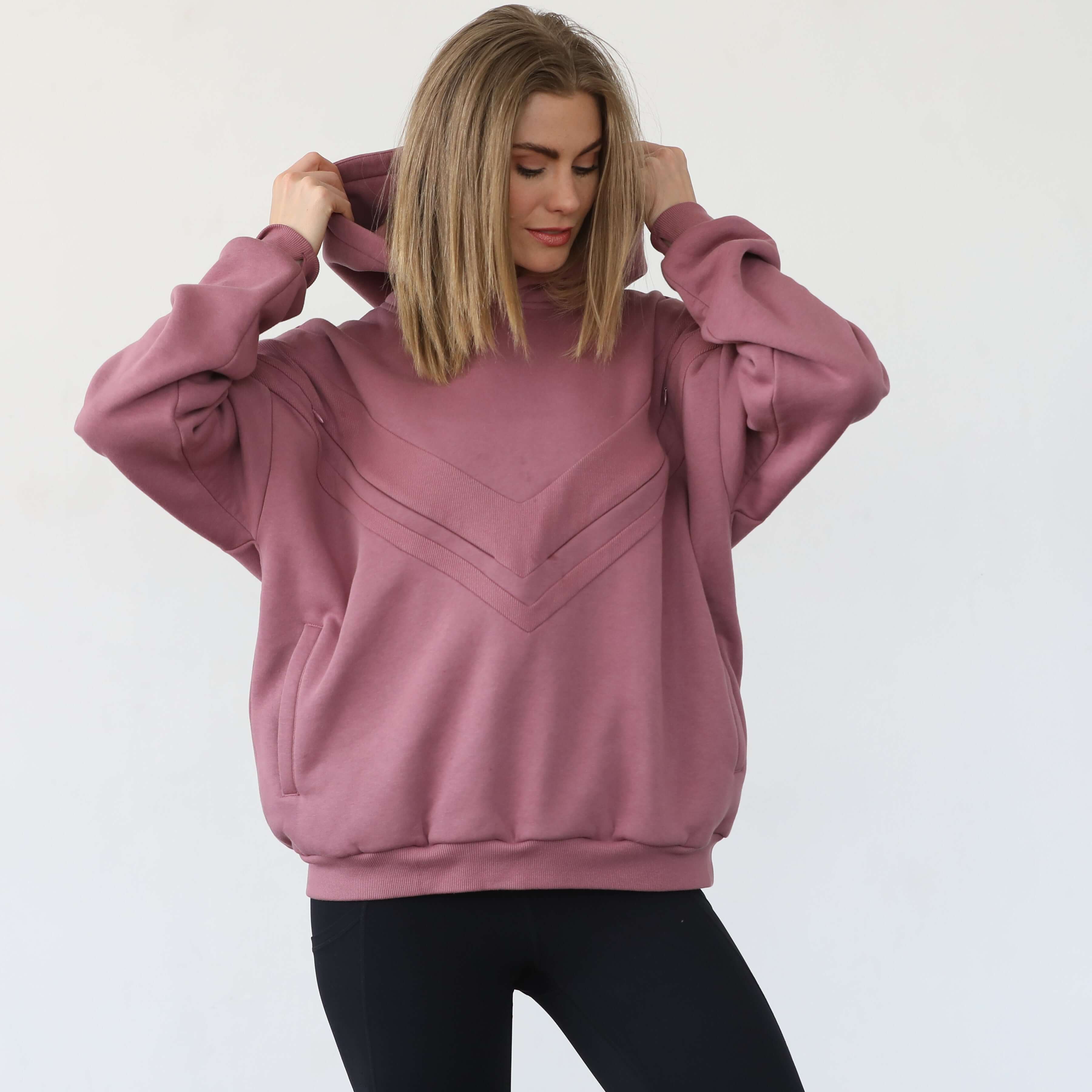 Isabella Ultra Soft Oversized Nursing & Pregnancy Hoodie (Mauve Smoke) | Milk & Baby