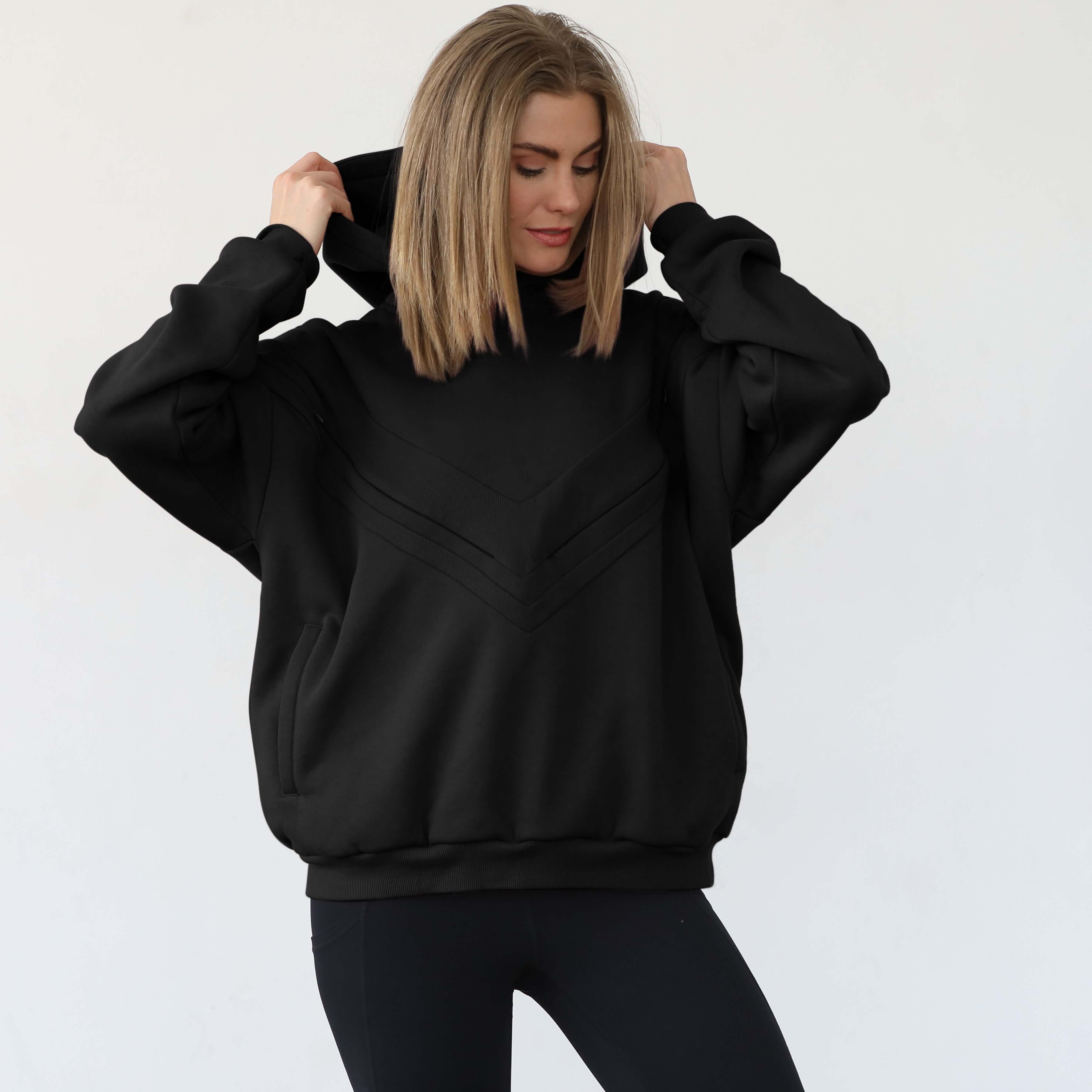 Isabella Ultra Soft Oversized Nursing & Pregnancy Hoodie (Noir) | Milk & Baby