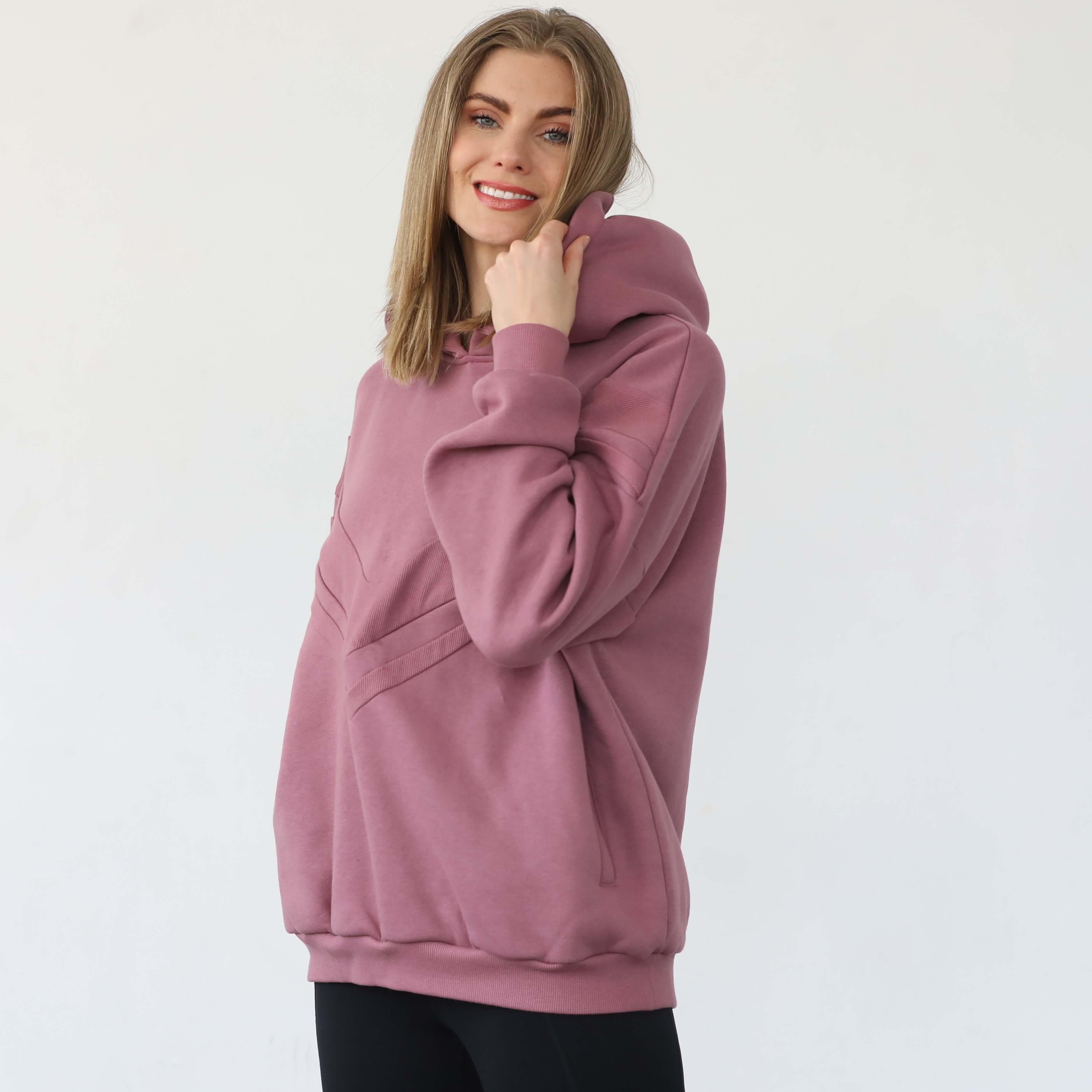 Isabella Ultra Soft Oversized Nursing & Pregnancy Hoodie (Mauve Smoke) | Milk & Baby
