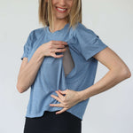 Abigail Short Sleeve Nursing T-Shirt | Pacific Blue | Milk & Baby