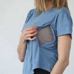 Abigail Short Sleeve Nursing T-Shirt | Pacific Blue | Milk & Baby