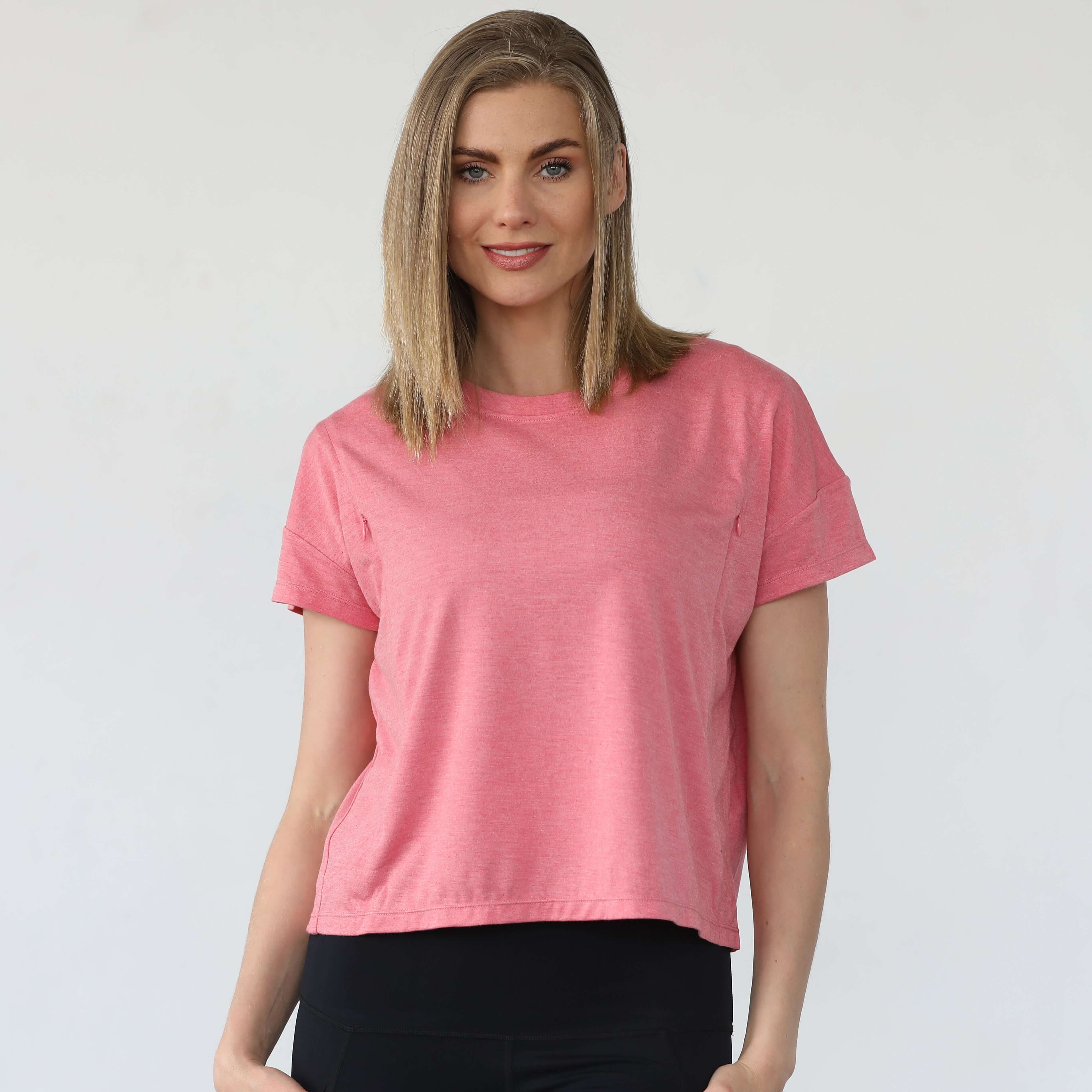 Abigail Short Sleeve Nursing T-Shirt | Sugar Coral | Milk & Baby