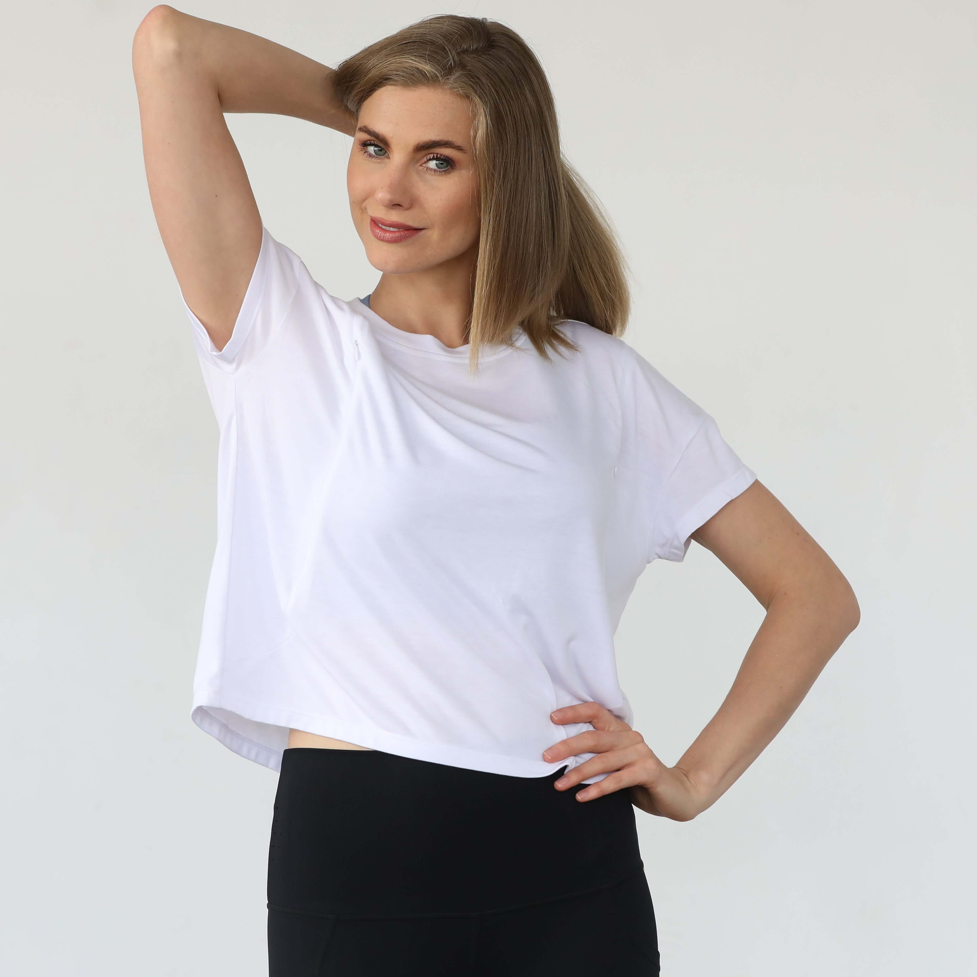 Abigail Short Sleeve Nursing T-Shirt | Blanc | Milk & Baby