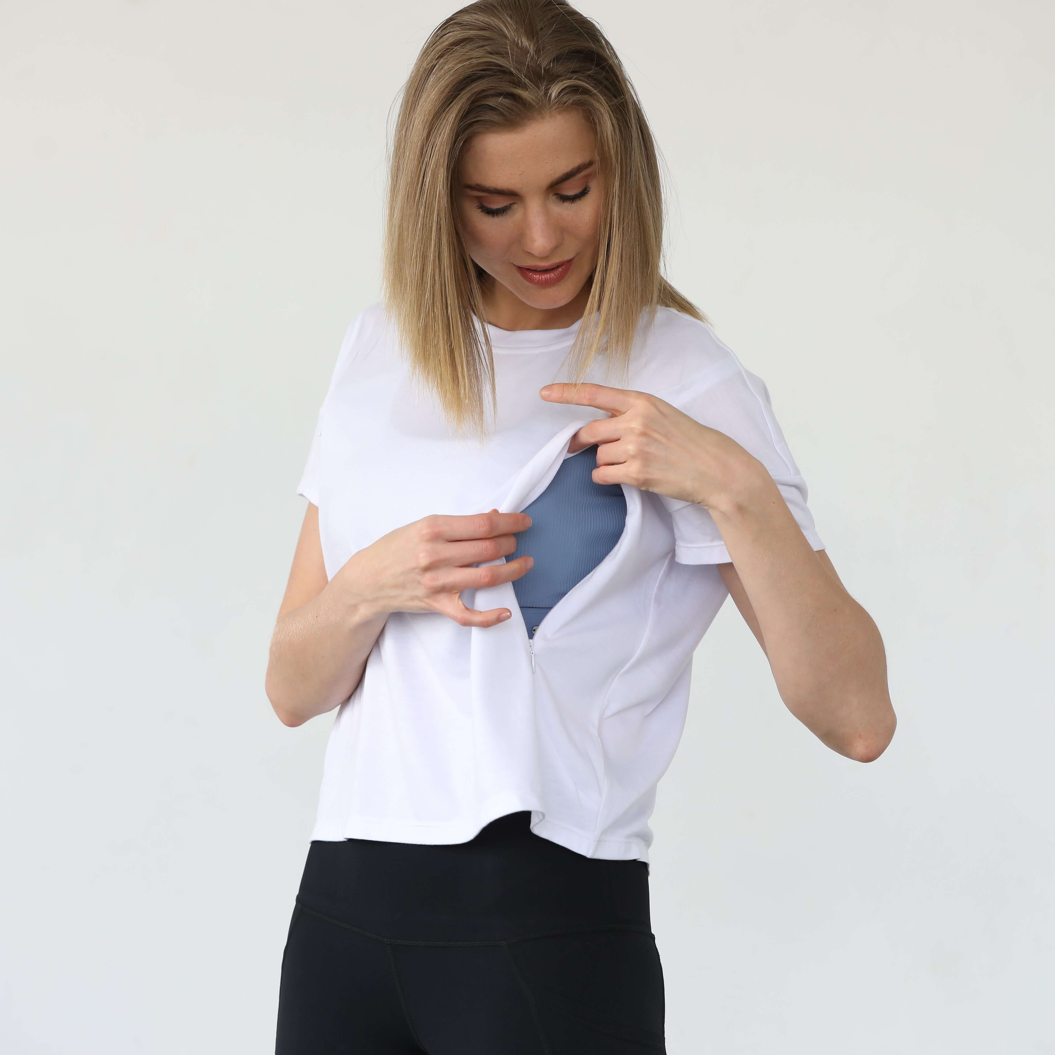 Abigail Short Sleeve Nursing T-Shirt | Blanc | Milk & Baby