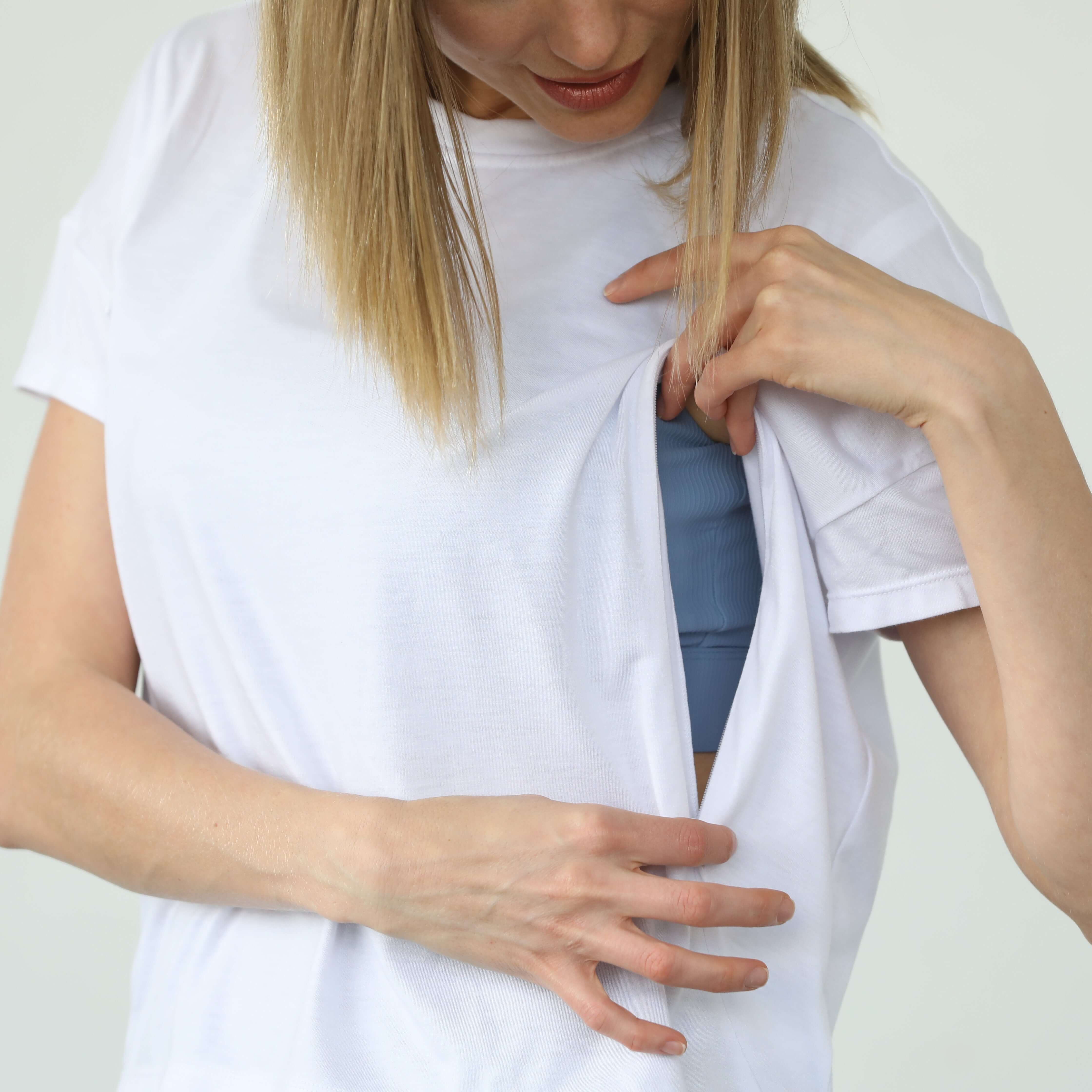 Abigail Short Sleeve Nursing T-Shirt | Blanc | Milk & Baby
