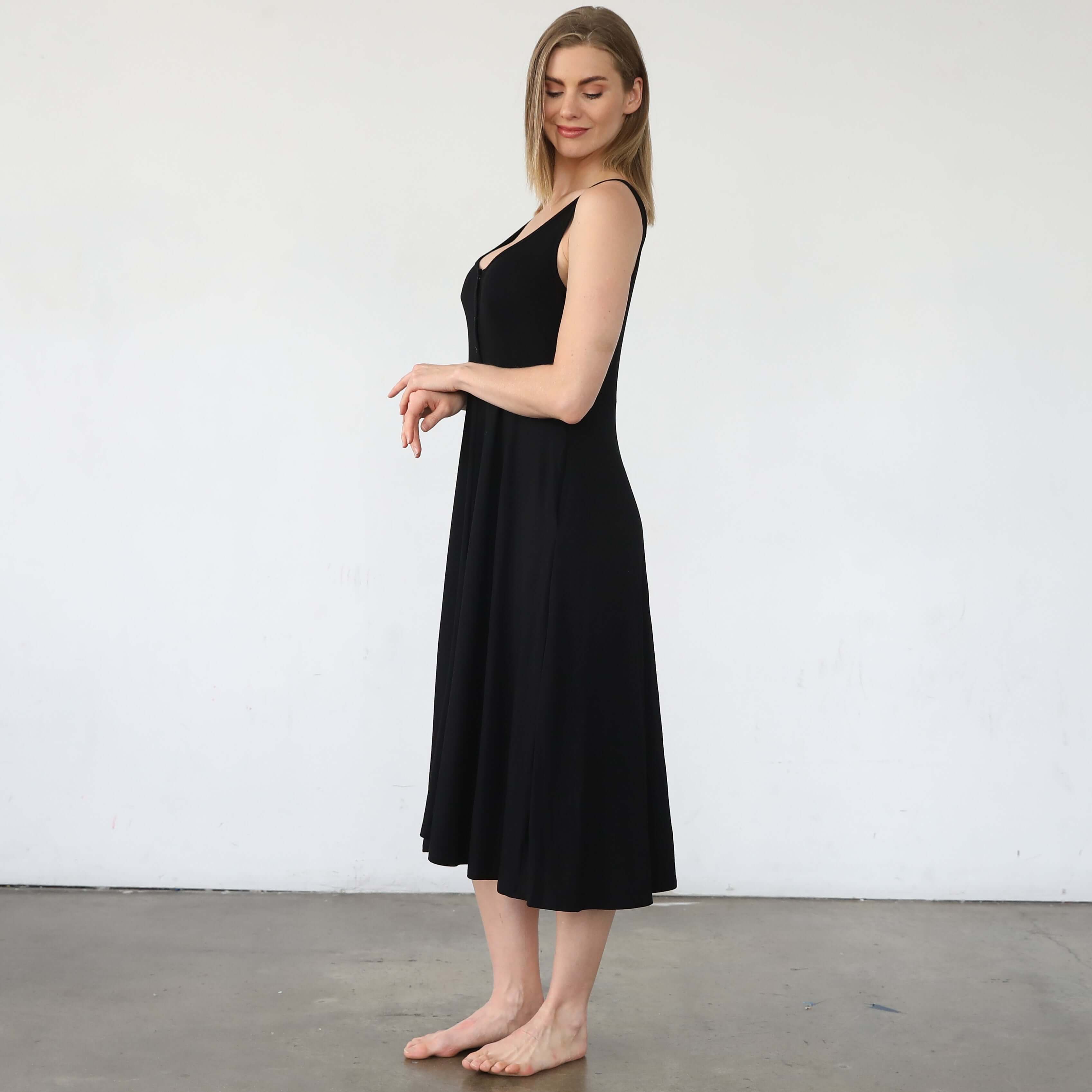 Audrey Softest Rib Nursing & Pregnancy Tank Dress | Noir | Milk & Baby
