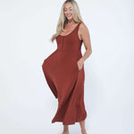 Audrey Softest Rib Nursing & Pregnancy Tank Dress | Rust | Milk & Baby