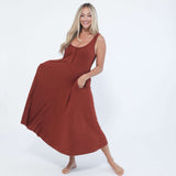Audrey Softest Rib Nursing & Pregnancy Tank Dress | Rust | Milk & Baby