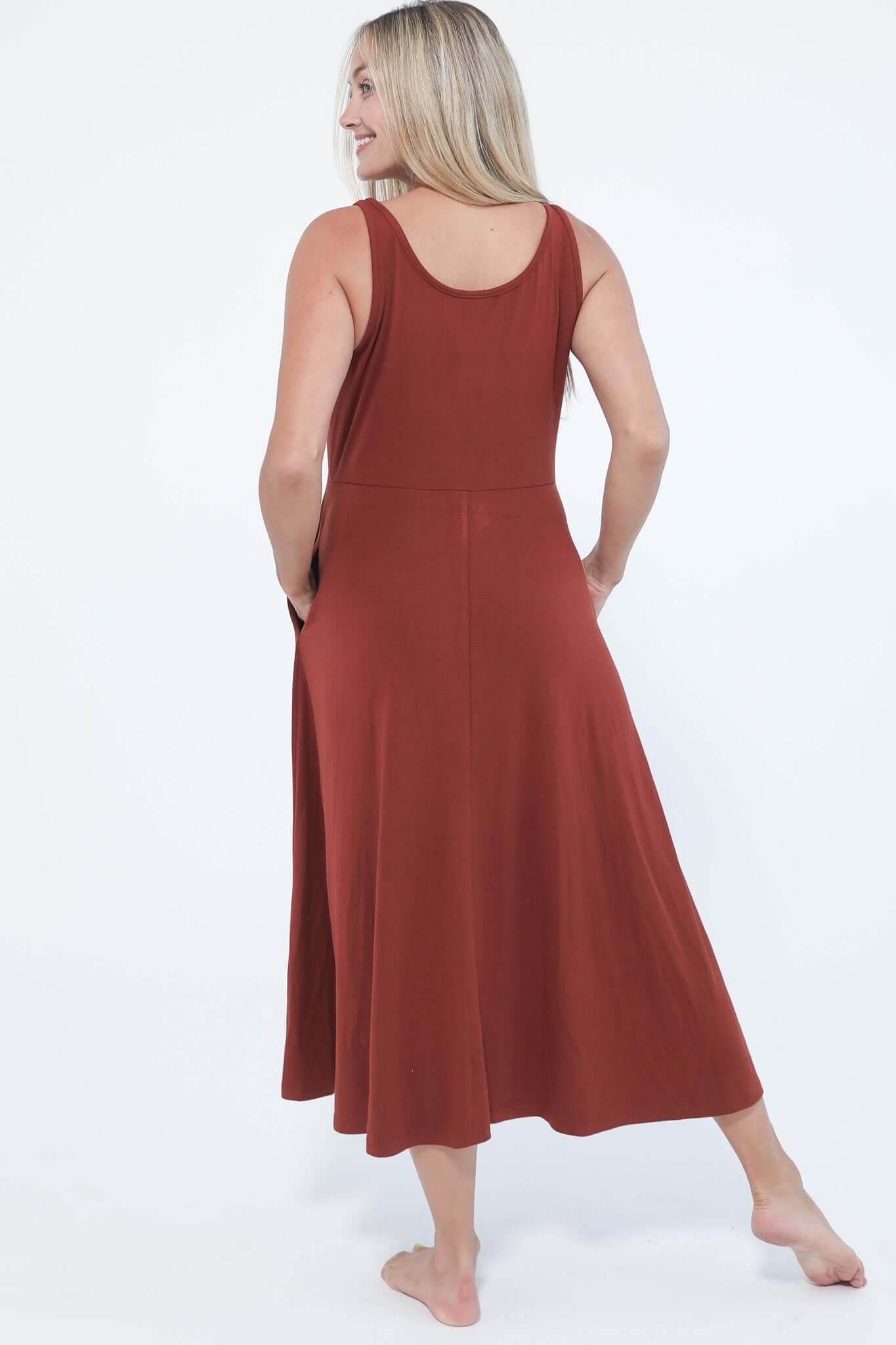 Audrey Softest Rib Nursing & Pregnancy Tank Dress | Rust | Milk & Baby