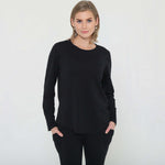 Harper Cross Back Long Sleeve Nursing Top (Noir) | Milk & Baby
