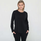 Harper Cross Back Long Sleeve Nursing Top (Noir) | Milk & Baby