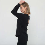 Harper Cross Back Long Sleeve Nursing Top (Noir) | Milk & Baby
