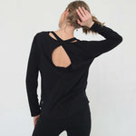 Harper Cross Back Long Sleeve Nursing Top (Noir) | Milk & Baby