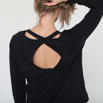 Harper Cross Back Long Sleeve Nursing Top (Noir) | Milk & Baby