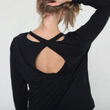 Harper Cross Back Long Sleeve Nursing Top (Noir) | Milk & Baby