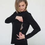 Harper Cross Back Long Sleeve Nursing Top (Noir) | Milk & Baby
