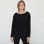 Hazel Open Back Long Sleeve Nursing Top (Noir) | Milk & Baby