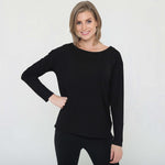 Hazel Open Back Long Sleeve Nursing Top (Noir) | Milk & Baby