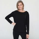 Hazel Open Back Long Sleeve Nursing Top (Noir) | Milk & Baby