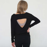 Hazel Open Back Long Sleeve Nursing Top (Noir) | Milk & Baby