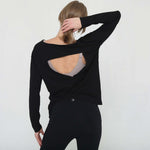 Hazel Open Back Long Sleeve Nursing Top (Noir) | Milk & Baby
