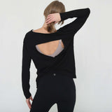 Hazel Open Back Long Sleeve Nursing Top (Noir) | Milk & Baby