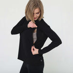 Hazel Open Back Long Sleeve Nursing Top (Noir) | Milk & Baby